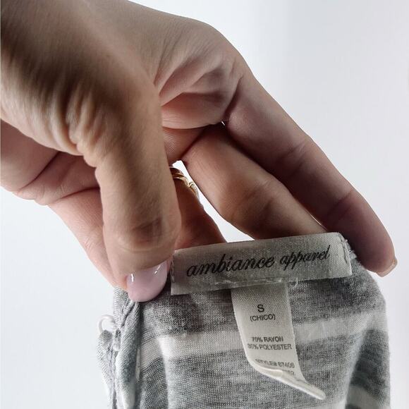 Ambiance Apparel Grey Striped Racerback Tank Top Size Small - Picture 3 of 3